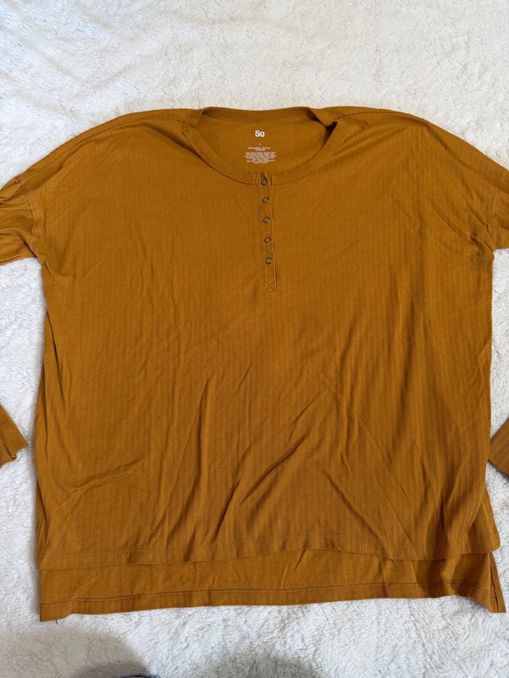 SO Men’s Long Sleeve Henley in Mustard Yellow